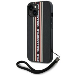 Husa originala iPhone 15 Karl Lagerfeld Saffiano Athleisure Stripes Cord, rosu, KLHCP15SPAMSCNSR