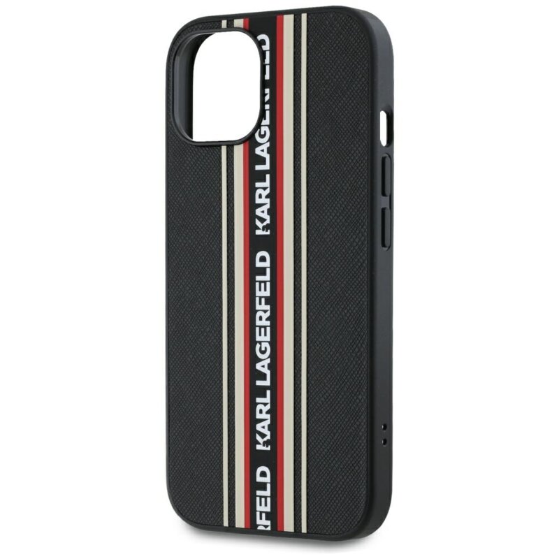 Husa originala iPhone 15 Karl Lagerfeld Saffiano Athleisure Stripes Cord, rosu, KLHCP15SPAMSCNSR