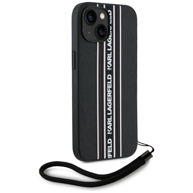 Husa originala iPhone 15 Karl Lagerfeld Saffiano Athleisure Stripes Cord, roz, KLHCP15SPAMSCNSP