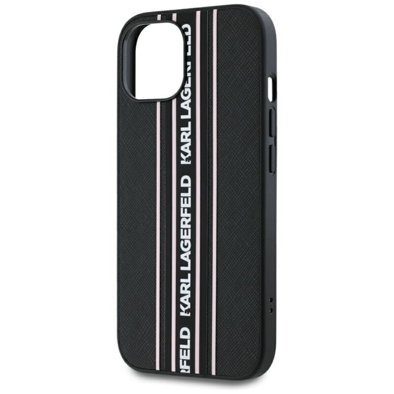 Husa originala iPhone 15 Karl Lagerfeld Saffiano Athleisure Stripes Cord, roz, KLHCP15SPAMSCNSP