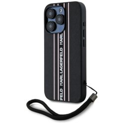 Husa originala iPhone 15 Pro Karl Lagerfeld Saffiano Athleisure Stripes Cord, roz, KLHCP15LPAMSCNSP