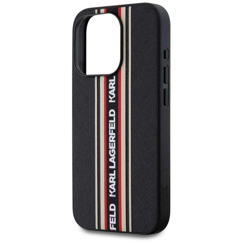Husa originala iPhone 15 Pro Max Karl Lagerfeld Saffiano Athleisure Stripes Cord, rosu, KLHCP15XPAMSCNSR
