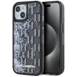 Husa Karl Lagerfeld iPhone 15 Hardcase Liquid Glitter, Monogram, negru, KLHCP15SLKLGKCCK