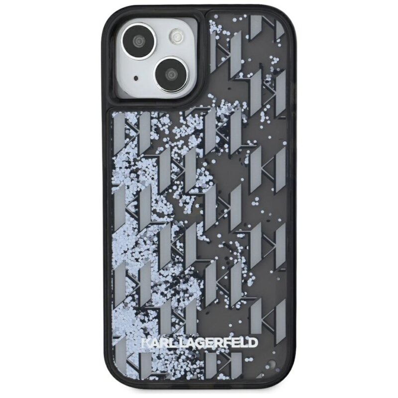 Husa Karl Lagerfeld iPhone 15 Hardcase Liquid Glitter, Monogram, negru, KLHCP15SLKLGKCCK