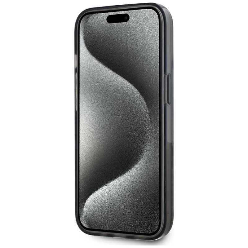 Husa Karl Lagerfeld iPhone 15 Hardcase Liquid Glitter, Monogram, negru, KLHCP15SLKLGKCCK