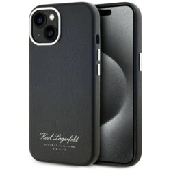 Husa iPhone 15 Karl Lagerfeld Hardcase Leather, Hotel RSG, negru, KLHCP15SPGWCMKHK