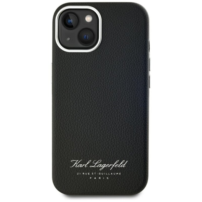 Husa iPhone 15 Karl Lagerfeld Hardcase Leather, Hotel RSG, negru, KLHCP15SPGWCMKHK