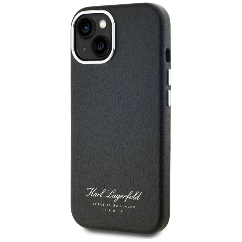 Husa iPhone 15 Karl Lagerfeld Hardcase Leather, Hotel RSG, negru, KLHCP15SPGWCMKHK