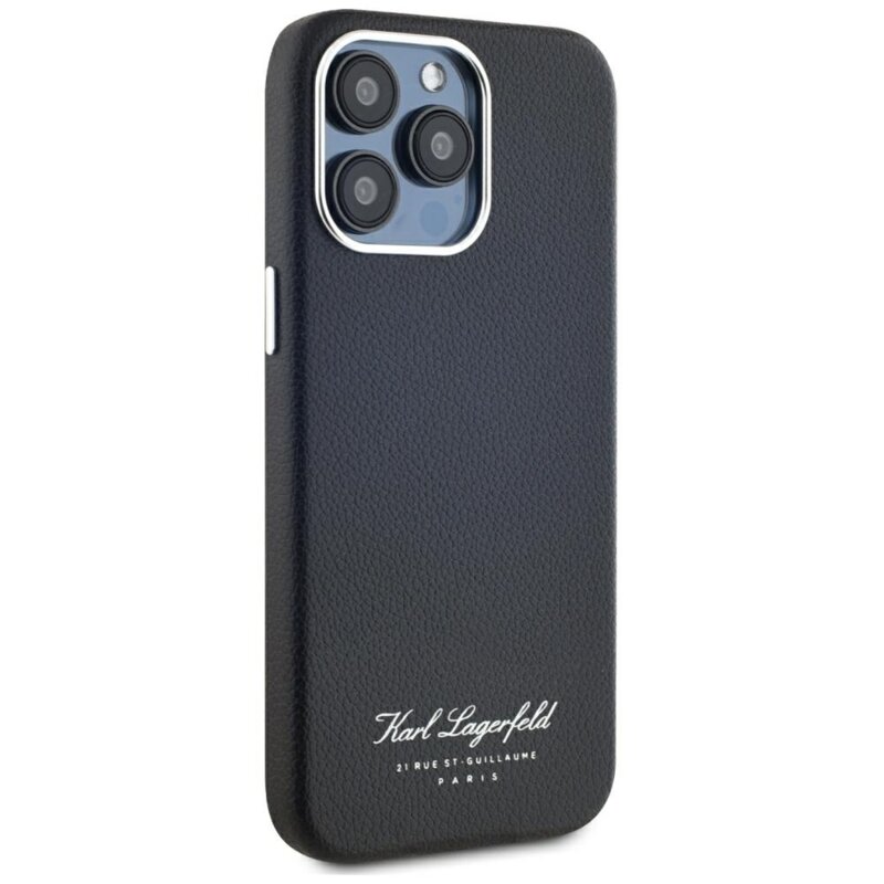 Husa iPhone 15 Pro Karl Lagerfeld Hardcase Leather, Hotel RSG, negru, KLHCP15LPGWCMKHK