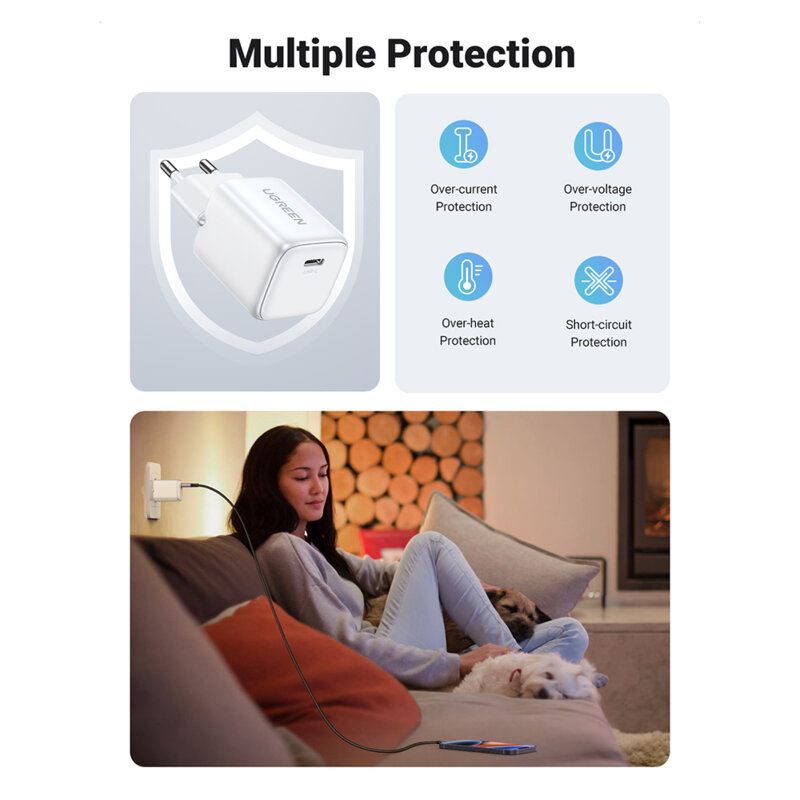 Incarcator priza tip C GaN Fast Charge Ugreen, 30W, alb, 15326