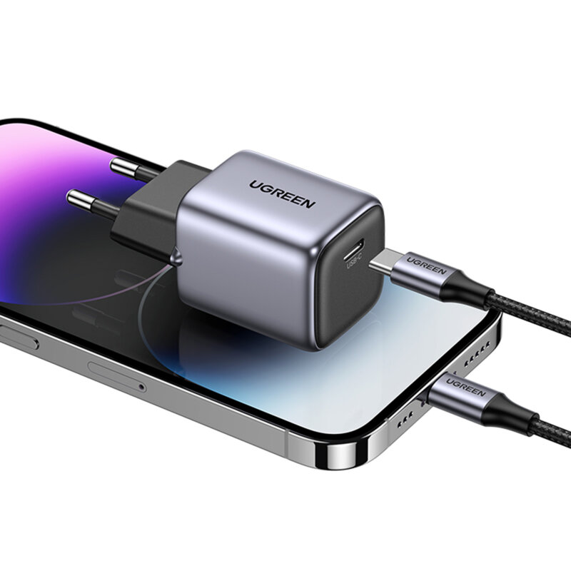 Incarcator GaN tip C Fast Charge Ugreen, 20W, gri, 90664