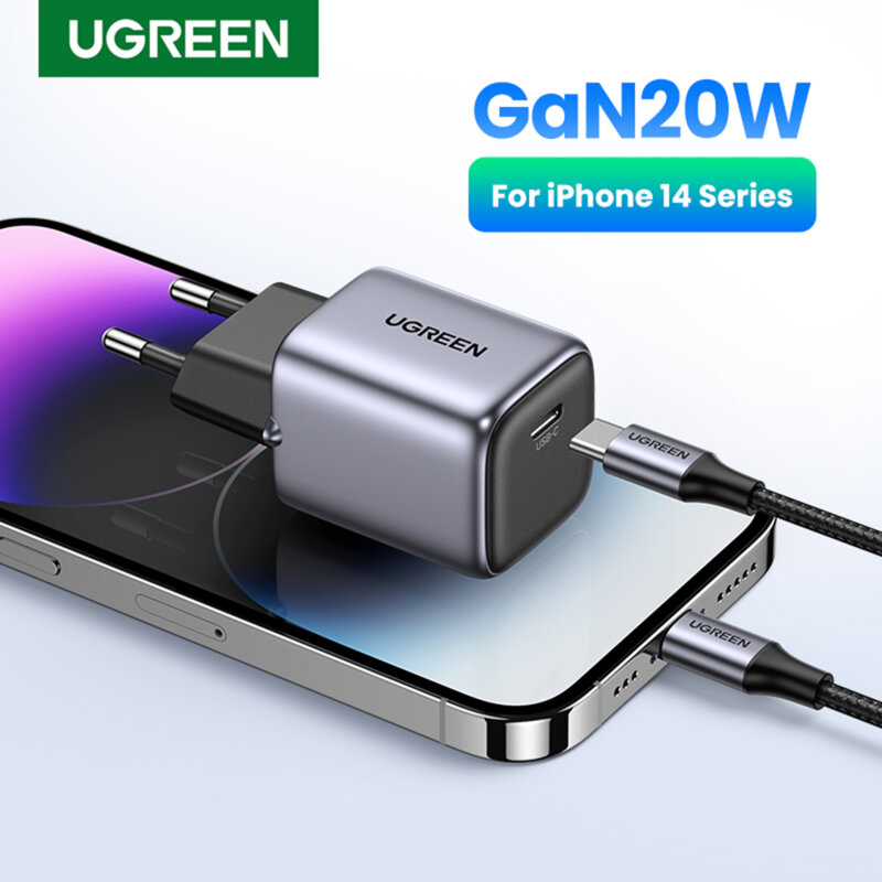 Incarcator GaN tip C Fast Charge Ugreen, 20W, gri, 90664