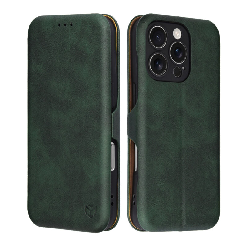 Husa 360° iPhone 16 Pro Max Techsuit Safe Wallet Plus, verde