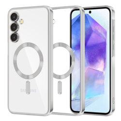 Husa premium Samsung Galaxy A55 5G Techsuit Luxury Crystal MagSafe, argintiu