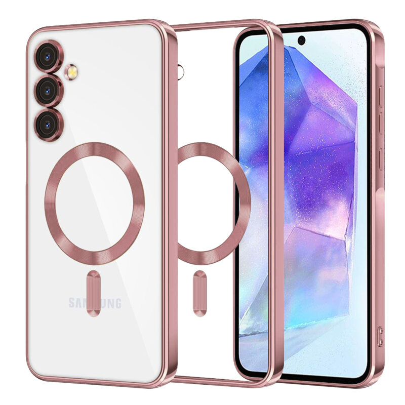 Husa premium Samsung Galaxy A55 5G Techsuit Luxury Crystal MagSafe, roz