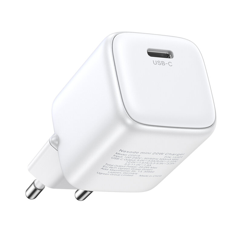Incarcator GaN tip C Fast Charge Ugreen, 20W, alb, 15324