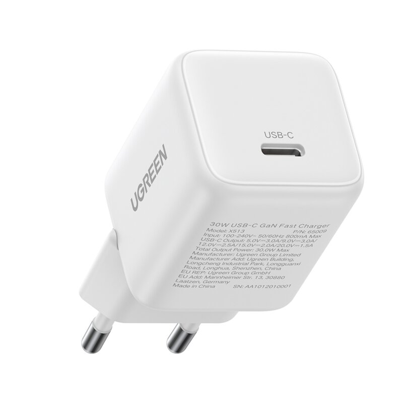 Incarcator tip C GaN Fast Charging Ugreen, 30W, alb, 65009