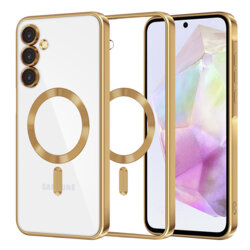 Husa premium Samsung Galaxy A35 5G Techsuit Luxury Crystal MagSafe, auriu