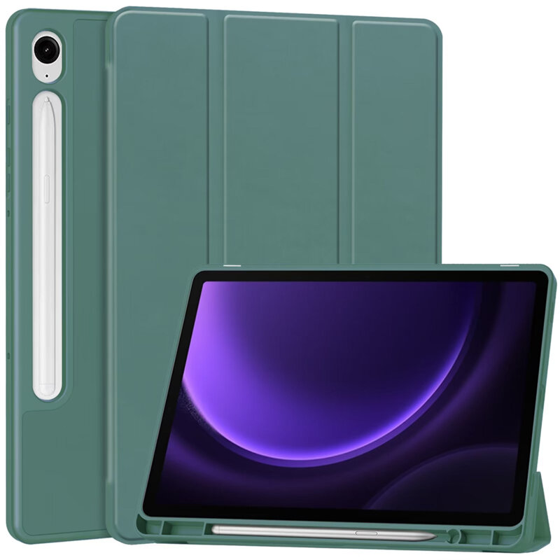 Husa Samsung Galaxy Tab S10 FE Plus Techsuit Flex Trifold Pen, verde inchis