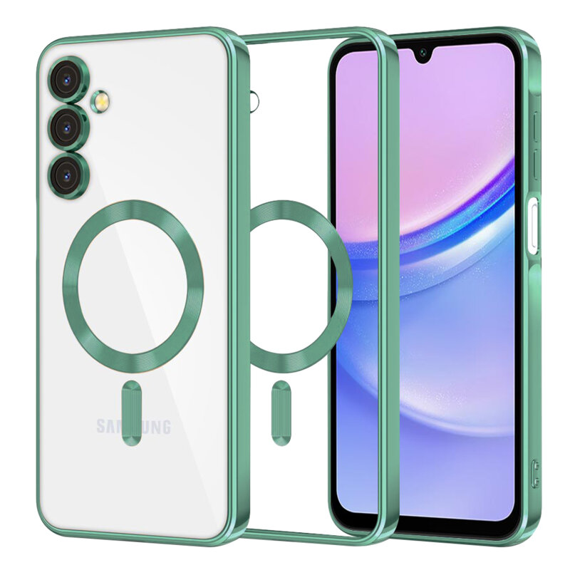 Husa premium Samsung Galaxy A15 4G Techsuit Luxury Crystal MagSafe, verde deschis