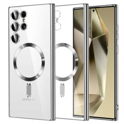 Husa premium Samsung Galaxy S24 Ultra Techsuit Luxury Crystal MagSafe, argintiu