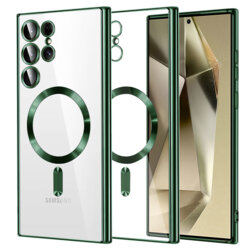 Husa premium Samsung Galaxy S24 Ultra Techsuit Luxury Crystal MagSafe, verde inchis