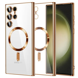 Husa premium Samsung Galaxy S23 Ultra Techsuit Luxury Crystal MagSafe, auriu
