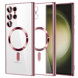 Husa premium Samsung Galaxy S23 Ultra Techsuit Luxury Crystal MagSafe, roz