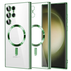 Husa premium Samsung Galaxy S23 Ultra Techsuit Luxury Crystal MagSafe, verde deschis