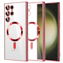Husa premium Samsung Galaxy S23 Ultra Techsuit Luxury Crystal MagSafe, rosu