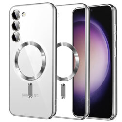 Husa premium Samsung Galaxy S23 Techsuit Luxury Crystal MagSafe, argintiu