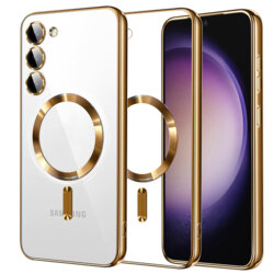 Husa premium Samsung Galaxy S23 Techsuit Luxury Crystal MagSafe, auriu