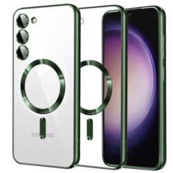 Husa premium Samsung Galaxy S23 Techsuit Luxury Crystal MagSafe, verde inchis