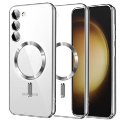 Husa premium Samsung Galaxy S23 Plus Techsuit Luxury Crystal MagSafe, argintiu