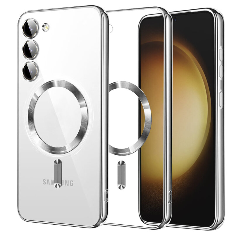 Husa premium Samsung Galaxy S23 Plus Techsuit Luxury Crystal MagSafe, argintiu