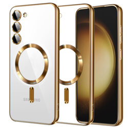 Husa premium Samsung Galaxy S23 Plus Techsuit Luxury Crystal MagSafe, auriu