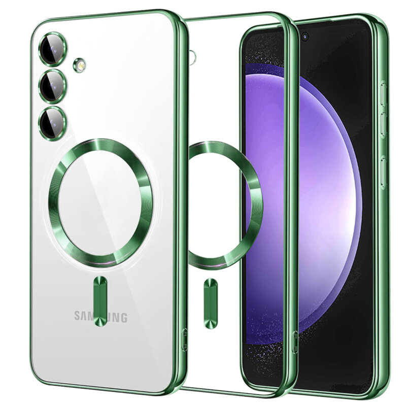Husa premium Samsung Galaxy S23 FE Techsuit Luxury Crystal MagSafe, verde deschis
