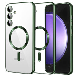 Husa premium Samsung Galaxy S23 FE Techsuit Luxury Crystal MagSafe, verde inchis