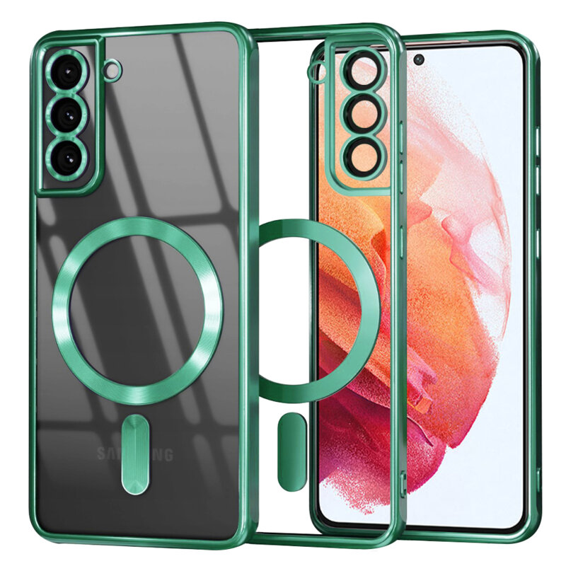 Husa premium Samsung Galaxy S21 5G Techsuit Luxury Crystal MagSafe, verde deschis