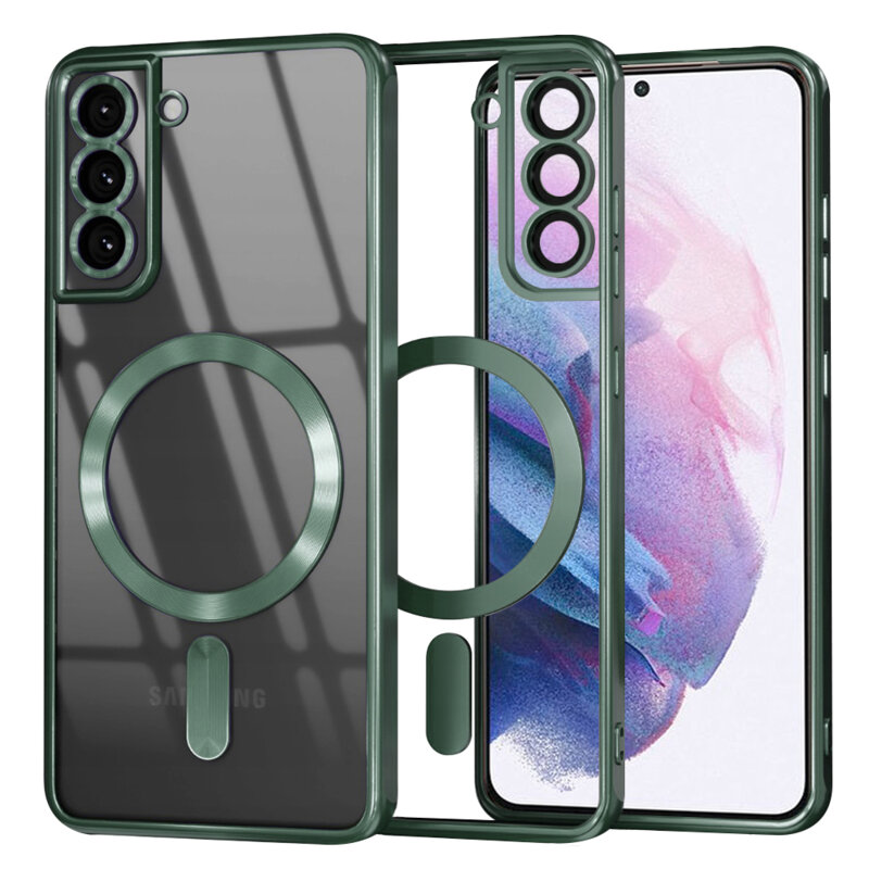 Husa premium Samsung Galaxy S21 Plus 5G Techsuit Luxury Crystal MagSafe, verde inchis