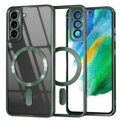 Husa premium Samsung Galaxy S21 FE 5G Techsuit Luxury Crystal MagSafe, verde inchis