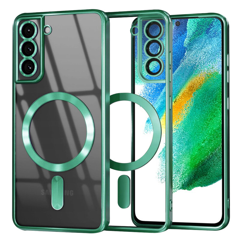 Husa premium Samsung Galaxy S21 FE 5G Techsuit Luxury Crystal MagSafe, verde deschis