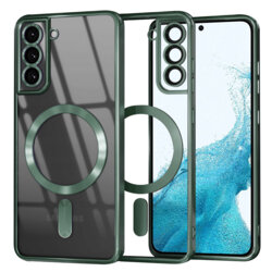 Husa premium Samsung Galaxy S22 5G Techsuit Luxury Crystal MagSafe, verde inchis