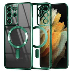 Husa premium Samsung Galaxy S21 Ultra 5G Techsuit Luxury Crystal MagSafe, verde deschis