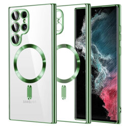 Husa premium Samsung Galaxy S22 Ultra 5G Techsuit Luxury Crystal MagSafe, verde deschis