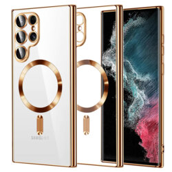Husa premium Samsung Galaxy S22 Ultra 5G Techsuit Luxury Crystal MagSafe, auriu