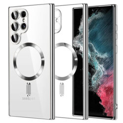 Husa premium Samsung Galaxy S22 Ultra 5G Techsuit Luxury Crystal MagSafe, argintiu