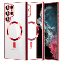 Husa premium Samsung Galaxy S22 Ultra 5G Techsuit Luxury Crystal MagSafe, rosu
