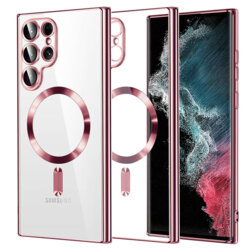 Husa premium Samsung Galaxy S22 Ultra 5G Techsuit Luxury Crystal MagSafe, roz