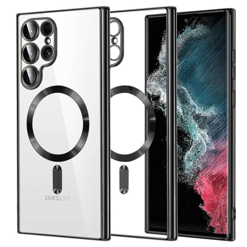 Husa premium Samsung Galaxy S22 Ultra 5G Techsuit Luxury Crystal MagSafe, negru